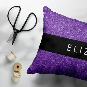 Purple Glitter, Glitter Background, Your Name Accent Pillow