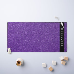 Purple Glitter, Glitter Background, Your Name Desk Mat