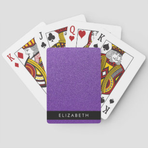 Purple Glitter, Glitter Background, Your Name Playing Cards