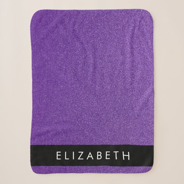 Purple Glitter, Glitter Background, Your Name Sherpa Blanket (Front)