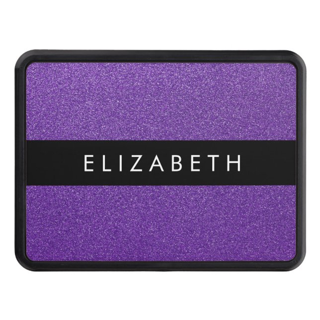 Purple Glitter, Glitter Background, Your Name Trailer Hitch Cover (Front)