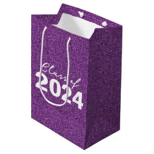 Purple Glitter Graduation Class Medium Gift Bag