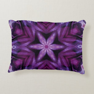 Purple Glitter Heart & Flower Kaleidoscope Pattern Accent Pillow