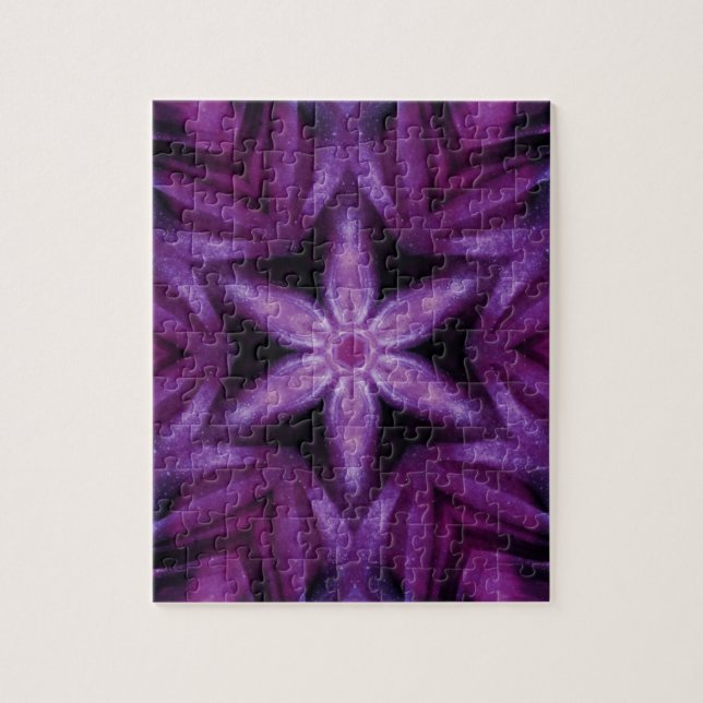 Purple Glitter Heart & Flower Kaleidoscope Pattern Jigsaw Puzzle (Vertical)