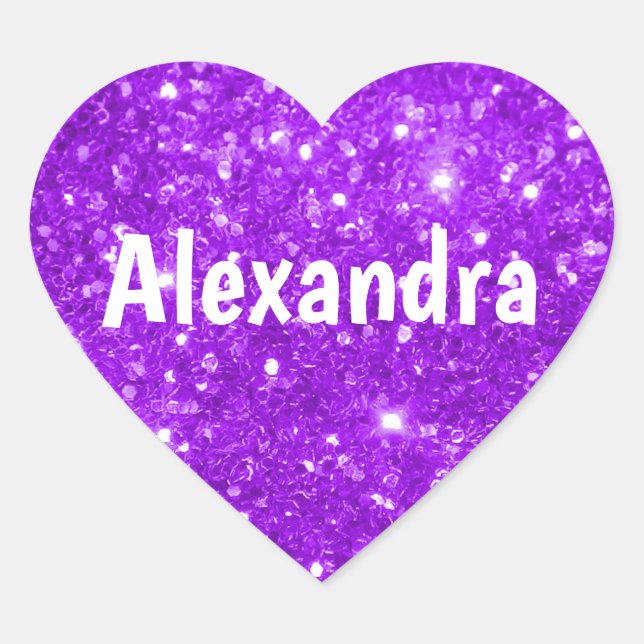 Purple Glitter Heart Heart Sticker (Front)
