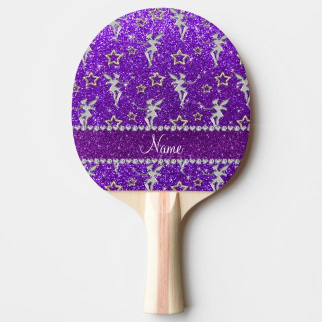 purple glitter hearts and dots stripe6.png ping pong paddle (Front)
