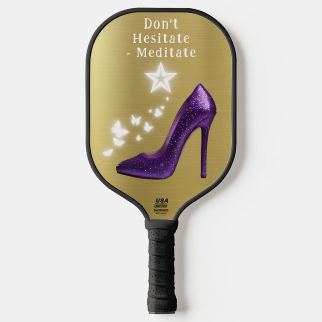 Purple Glitter High Heel Shoe on Gold | Pickleball Paddle (Front)