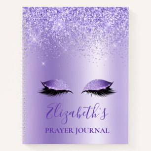Purple Glitter Lashes Notebook Prayer Journal 
