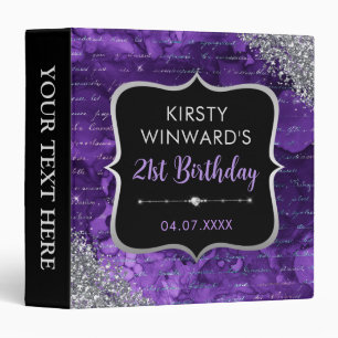 Purple Glitter Letters Birthday Party Photo Album Binder
