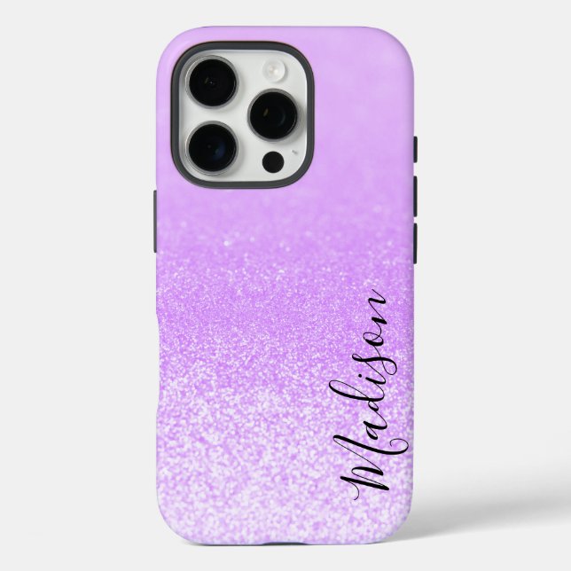 Purple Glitter Lights Personalized Case-Mate iPhone Case (Back)