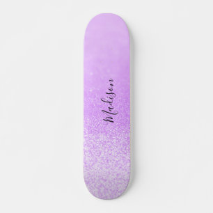 Purple Glitter Lights Personalized Skateboard