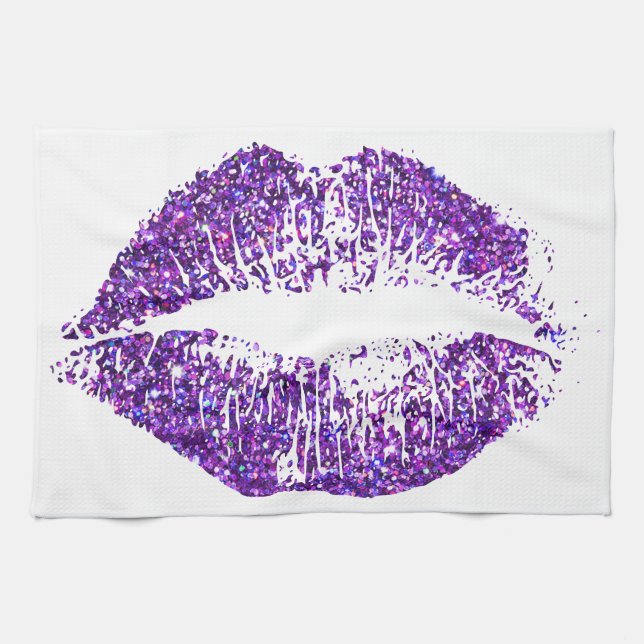 Purple Glitter Lips #2 Kitchen Towel (Horizontal)