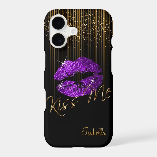 Purple Glitter Lips and Gold Glitter Star Lights (Back)