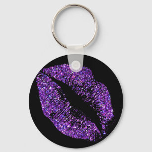 Purple Glitter Lips Keychain