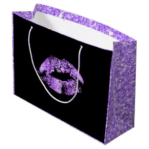Purple Glitter Lips Large Gift Bag