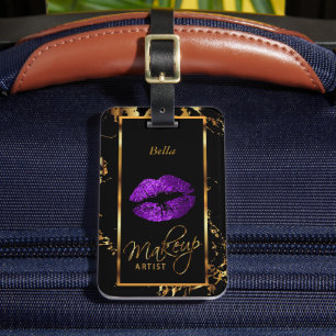 Purple Glitter Lips - Makeup Artist Luggage Tag