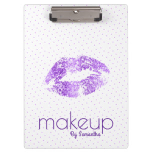Purple Glitter Lips & Polkadots Pattern Clipboard