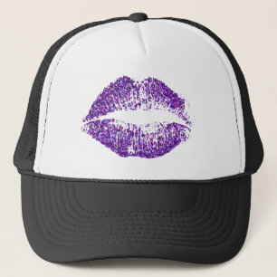 Purple Glitter Lips Trucker Hat