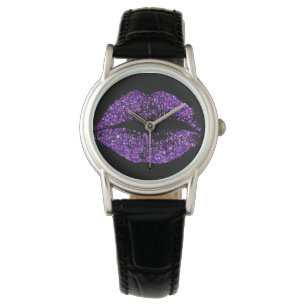 Purple Glitter Lips Watch