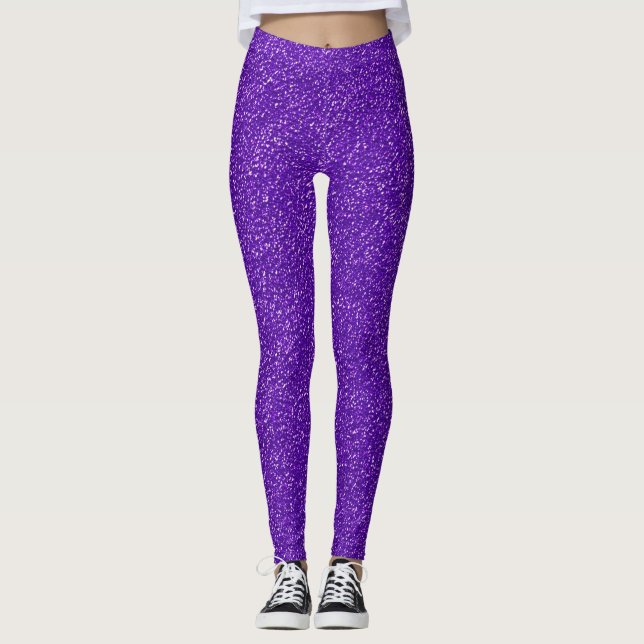Purple Glitter-Look Leggings (Front)
