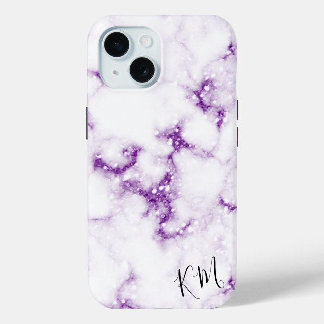 Purple Glitter Marble Personalized Case-Mate iPhone Case (Back)