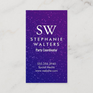 Purple Glitter Monogram Business Card