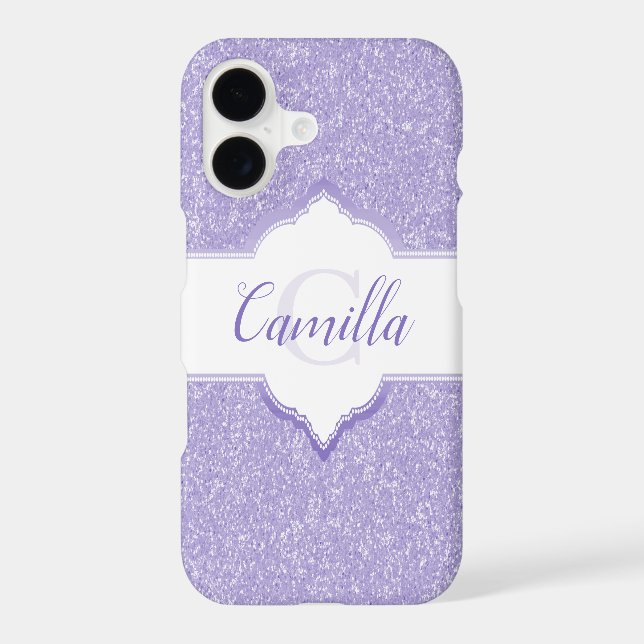 Purple Glitter Monogram Case-Mate iPhone Case (Back)
