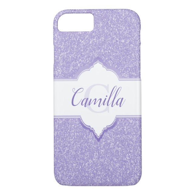 Purple Glitter Monogram Case-Mate iPhone Case (Back)