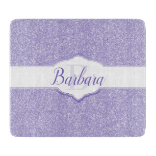 Purple Glitter Monogram Cutting Board