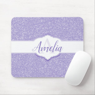 Purple Glitter Monogram Mouse Pad