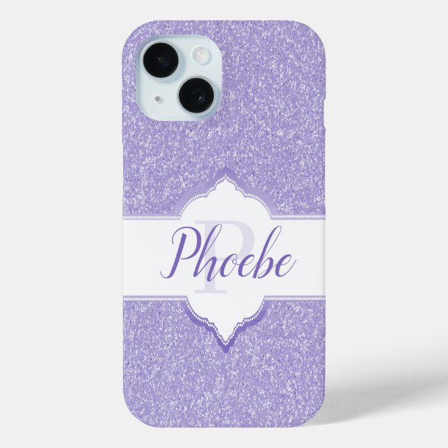 Purple Glitter Monogram Samsung Galaxy Case (Back)