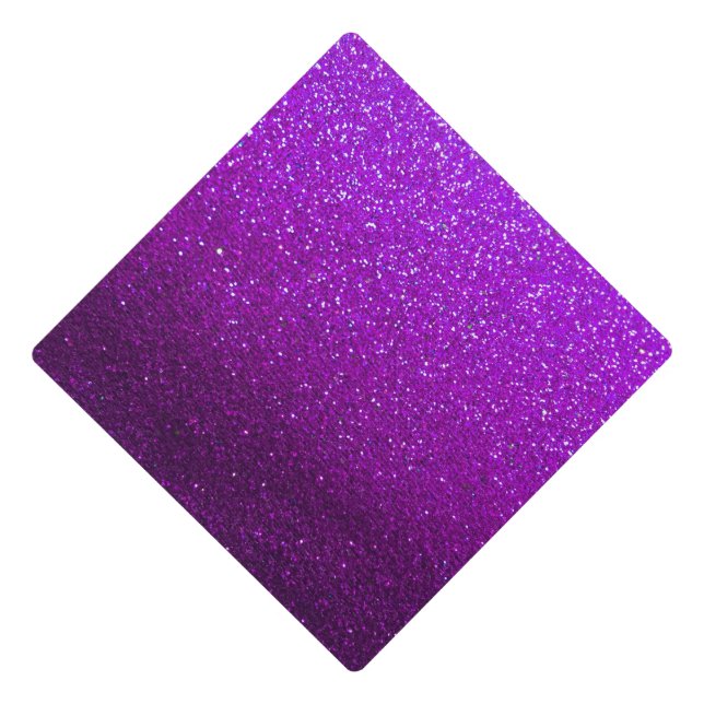 Purple Glitter Ombre Sparkle Girly Glam Teacher Graduation Cap Topper (Front)
