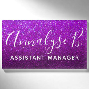 Purple Glitter Ombre Sparkly Name Professional Name Tag
