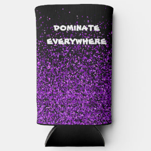 Purple Glitter on Black Dominate Everywhere   Seltzer Can Cooler