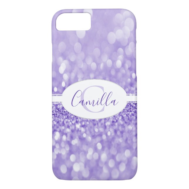 Purple Glitter Personalize Case-Mate iPhone Case (Back)