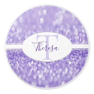 Purple Glitter Personalize Ceramic Pull