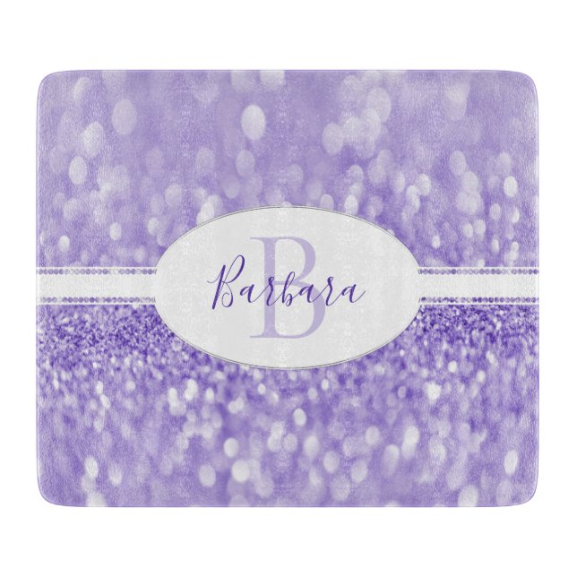 Purple Glitter Personalize Cutting Board (Front)