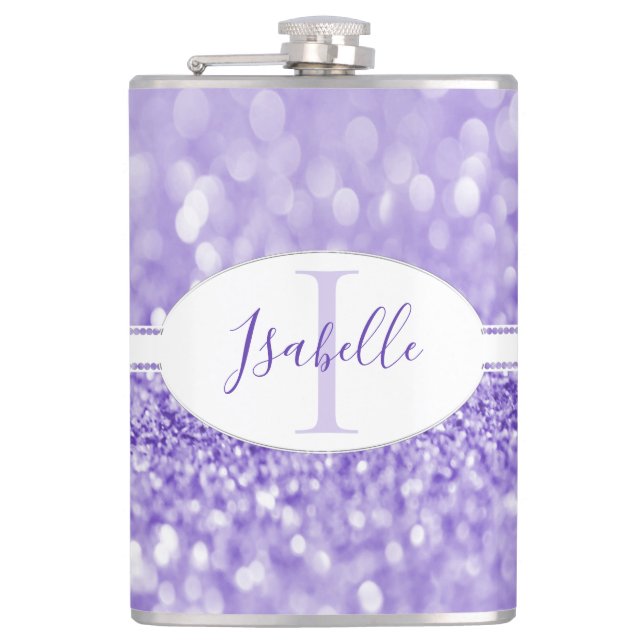 Purple Glitter Personalize Flask (Front)