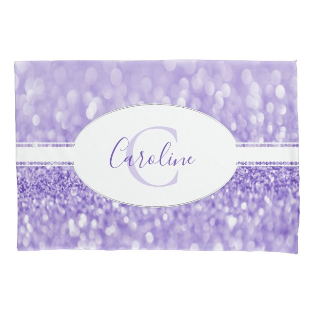 Purple Glitter Personalize Pillow Case (Front)