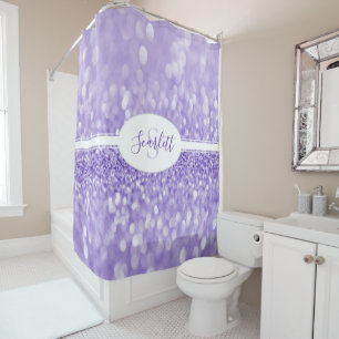 Purple Glitter Personalize Shower Curtain