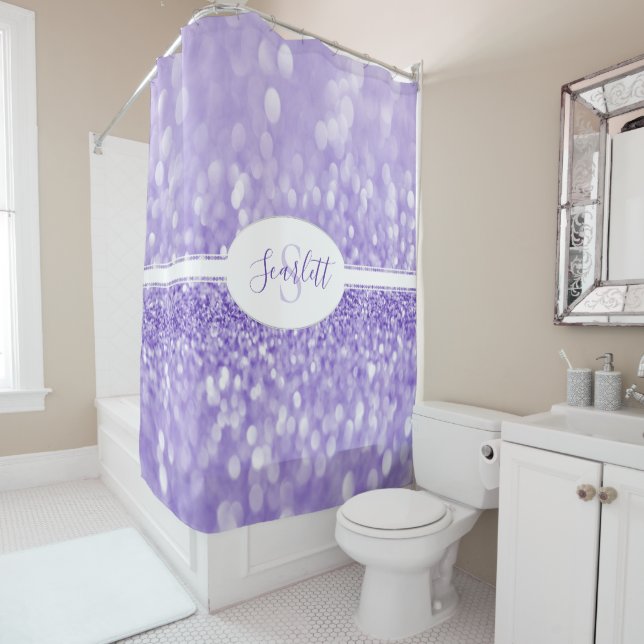 Purple Glitter Personalize Shower Curtain (In Situ)