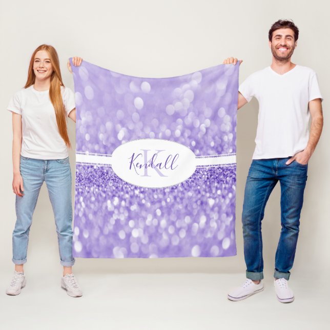 Purple Glitter Personalize Throw Blanket (In Situ)