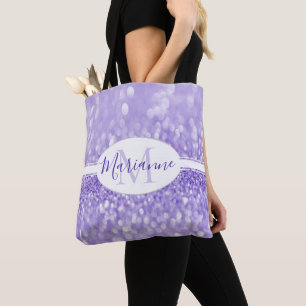 Purple Glitter Personalize Tote Bag