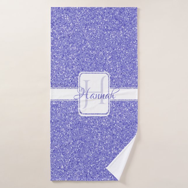 Purple Glitter Personalized Bath Towels (Bath Towel)