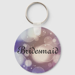 Purple Glitter Personalized Bridesmaid Keychain