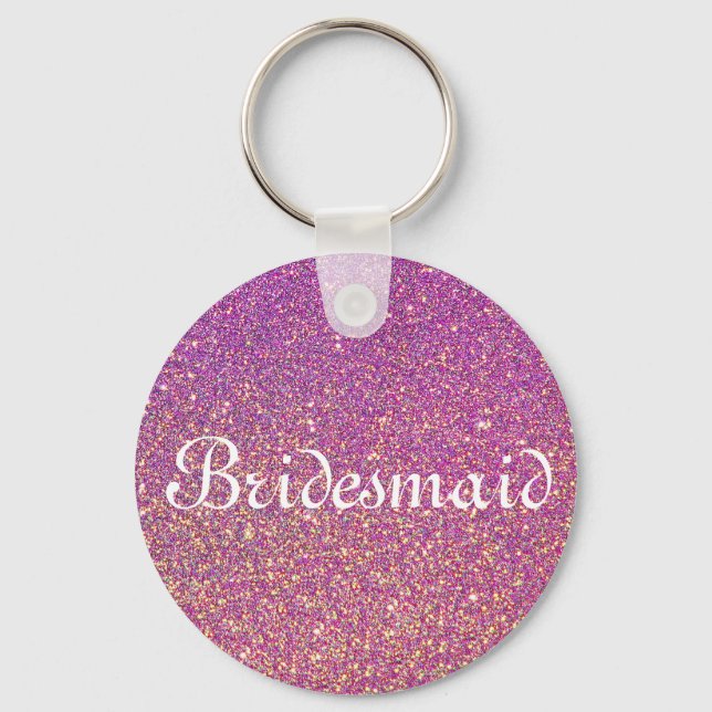 Purple Glitter Personalized Bridesmaid Keychain (Front)