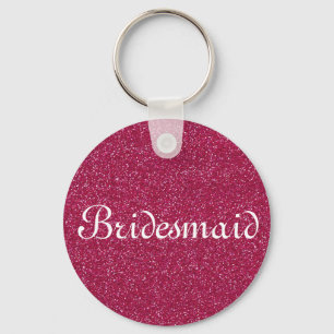 Purple Glitter Personalized Bridesmaid Keychain