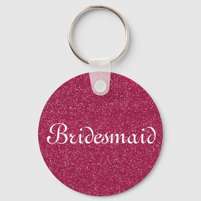 Purple Glitter Personalized Bridesmaid Keychain (Front)