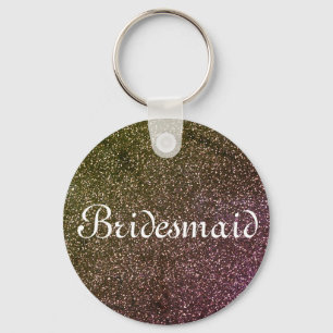 Purple Glitter Personalized Bridesmaid Keychain
