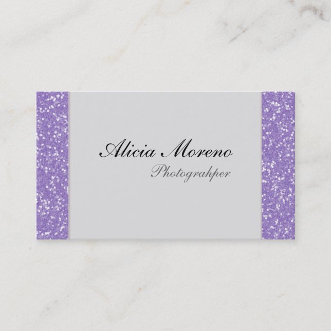 Purple Glitter Personalized Business Cards (Front)